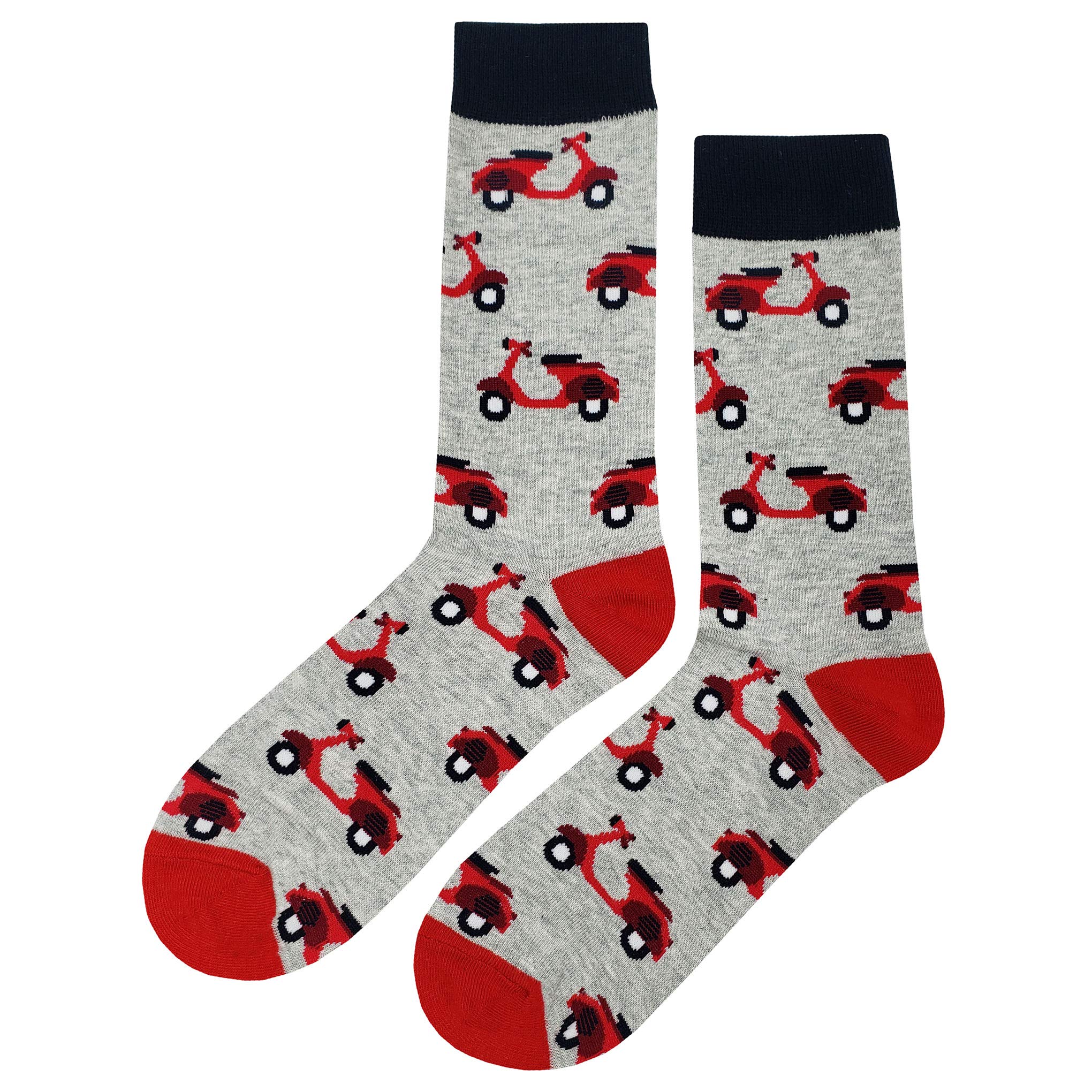 SockFly Scooter Dress Socks Funny Novelty Crazy Fun Design Men Size 8-12 Cotton Casual Crew Colorful Funky Fancy Socks Gift for Men