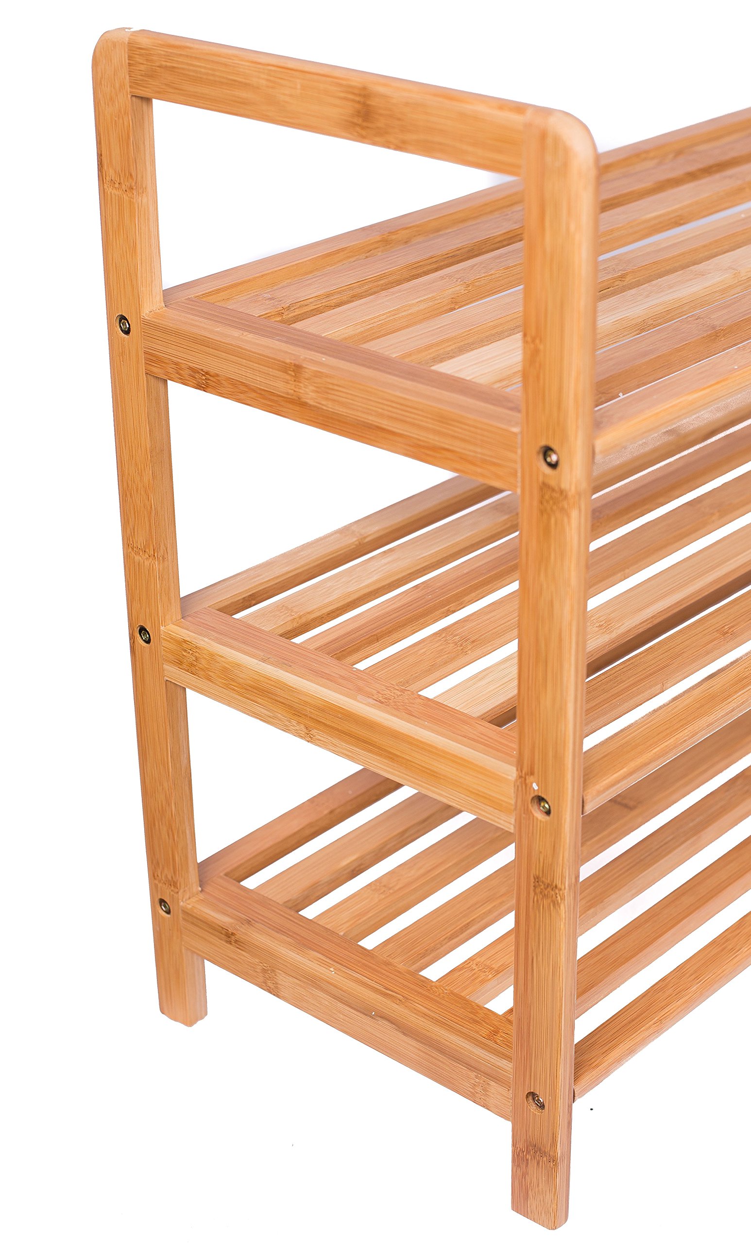 bamboo shoe rack amazon on Amazon Com Birdrock Home 3 Tier Free Standing Shoe Rack With Handles Bamboo Wood Closets And Entryway Organizer Fits 9 Pairs Of Shoes Home Improvement
