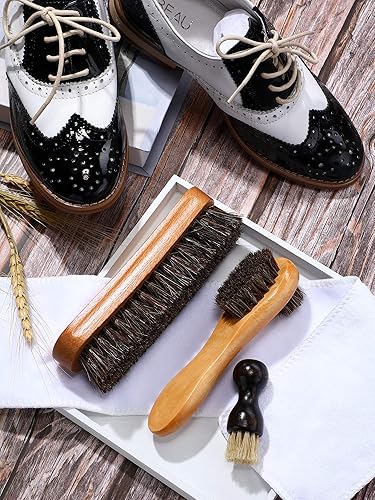 Miniatura 5 de YoungJoy Kit de pulido de zapatos de crin de caballo de 3 piezas, cepillo de brillo, aplicadores para el cuidado del calzado
