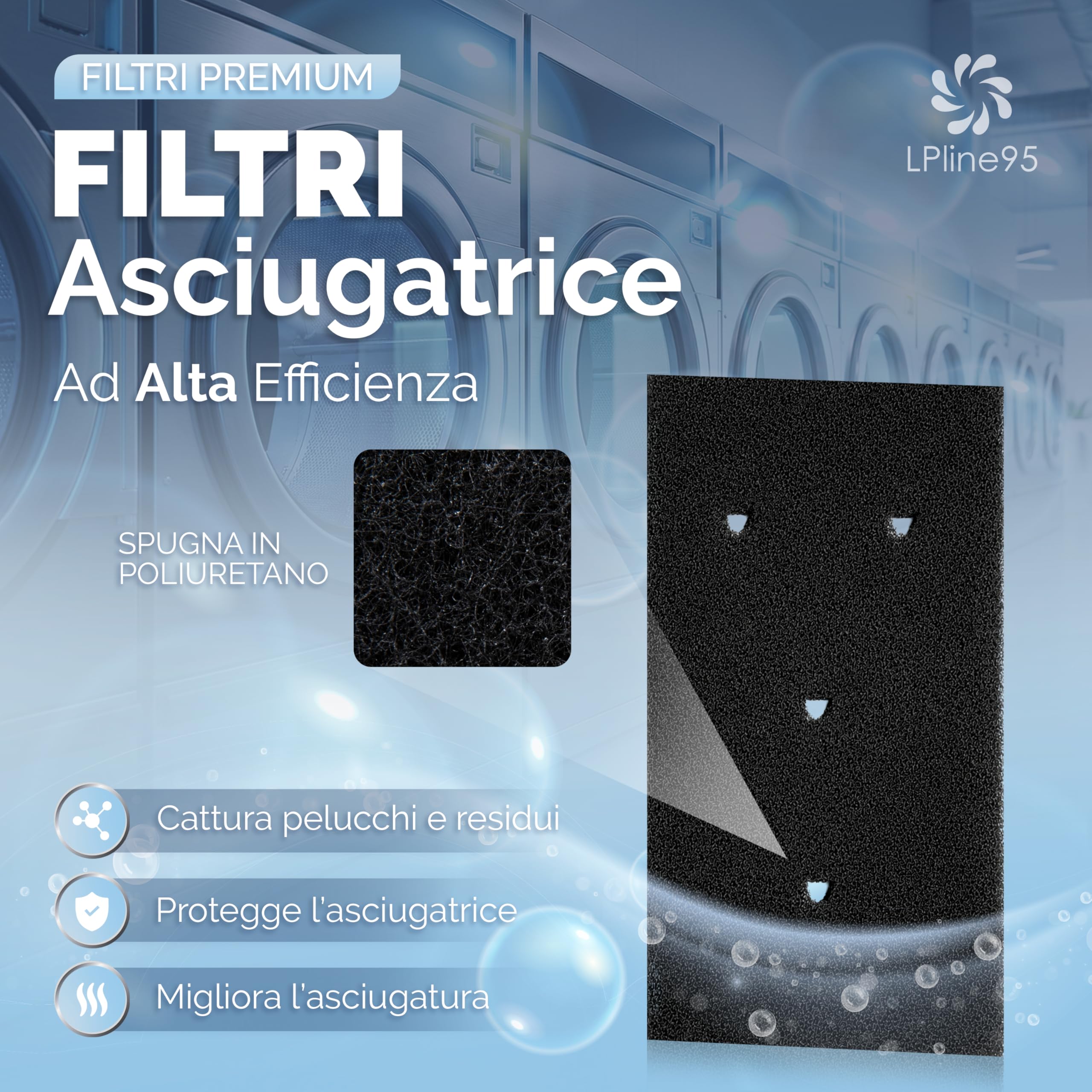 Generico Filtro Asciugatrice, Filtro per Asciugatrice in Spugna Poliuretanica, Ricambio Lavabile Nero 11,5 x 23 x 1,4 cm, Set 5 Pezzi - 3