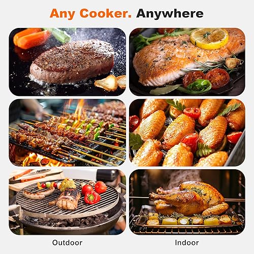 Miniatura 7 de Termómetro de carne con sonda dual, base magnética digital inteligente, termómetro inalámbrico Bluetooth para carne, seguimiento remoto y lecturas