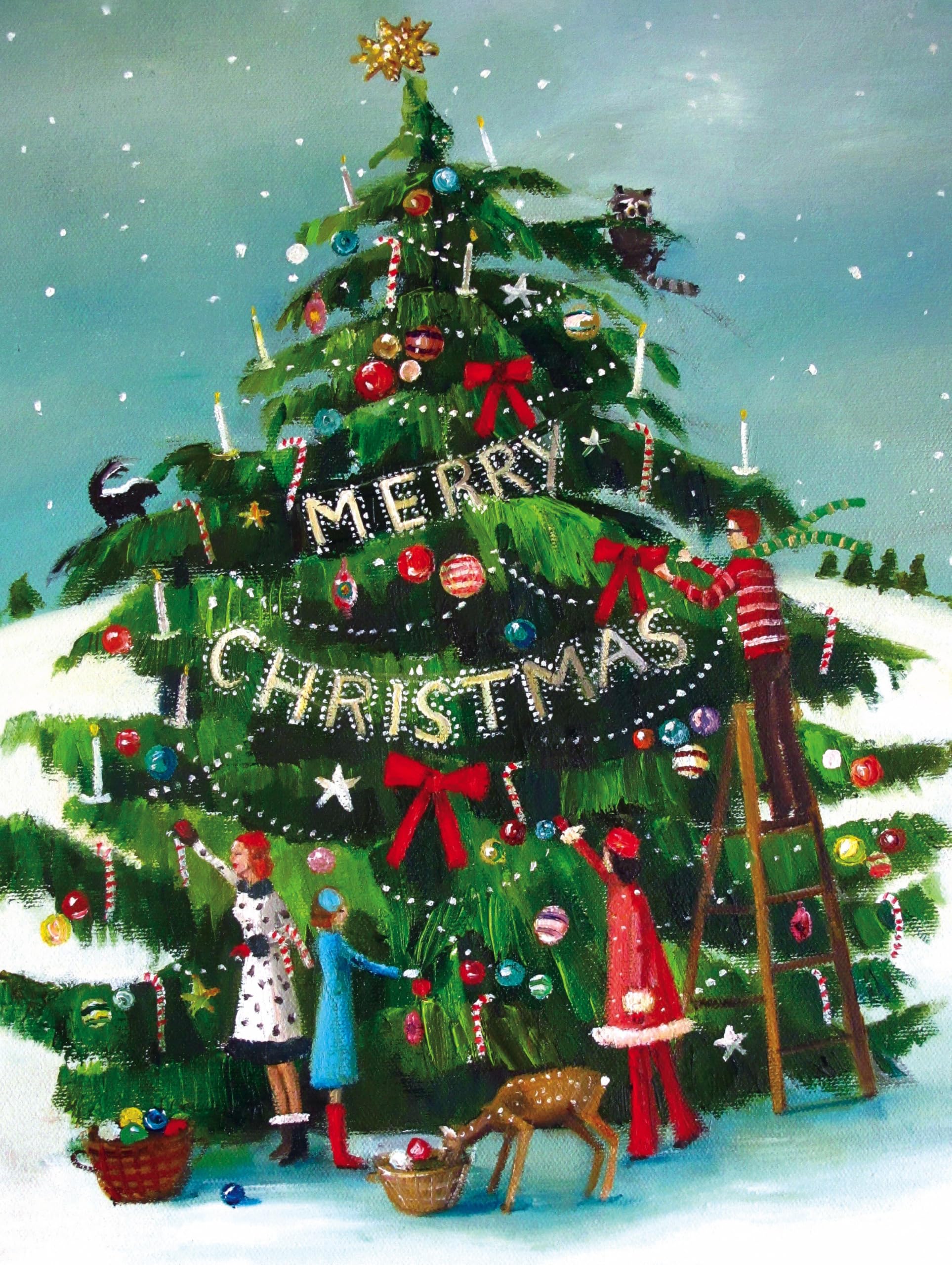 New York Puzzle Company - Janet Hill The Peppermint Family - 1000 Piece Jigsaw Puzzle