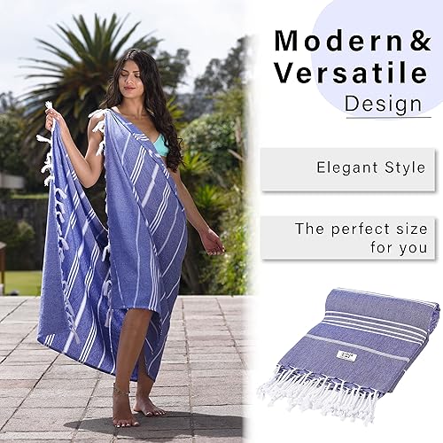 Miniatura 4 de Toalla turca de playa  Toallas de baño de algodón altamente absorbentes, toallas de baño de secado rápido, toallas de playa de 37 x 70 pulgadas,