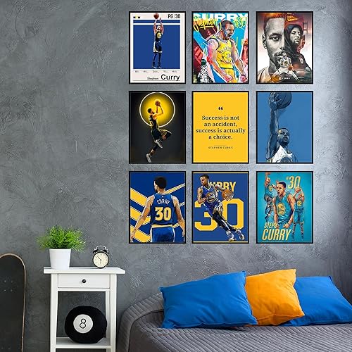 Miniatura 4 de BigWig Prints Póster de Steph Curry - Pósteres de baloncesto para dormitorio de niños, NBA Golden State Warriors, arte de pared de baloncesto,