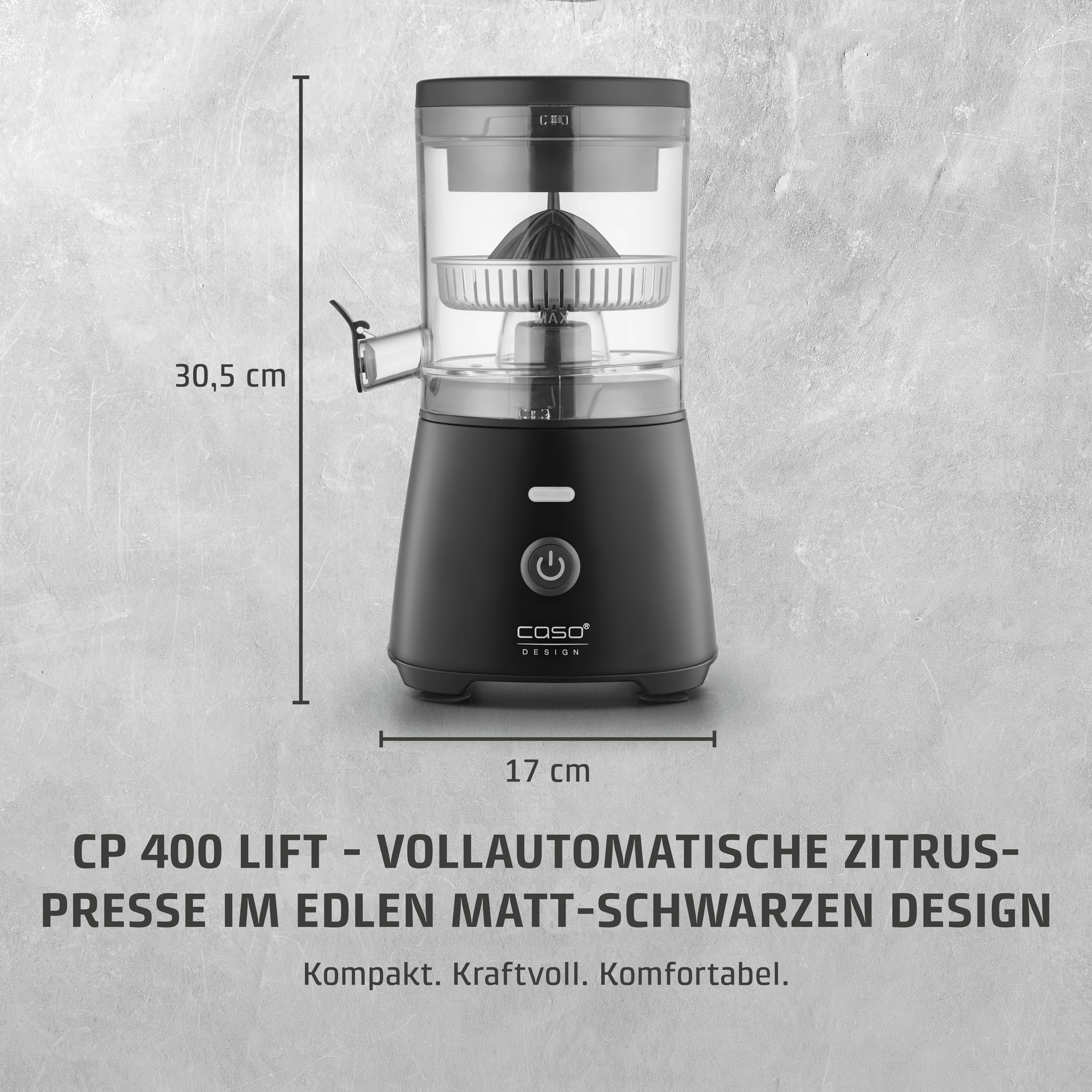 CASO CP 400 Lift elektrische Zitruspresse hohe Saftausbeute BPA-Frei Universal-Presskegel