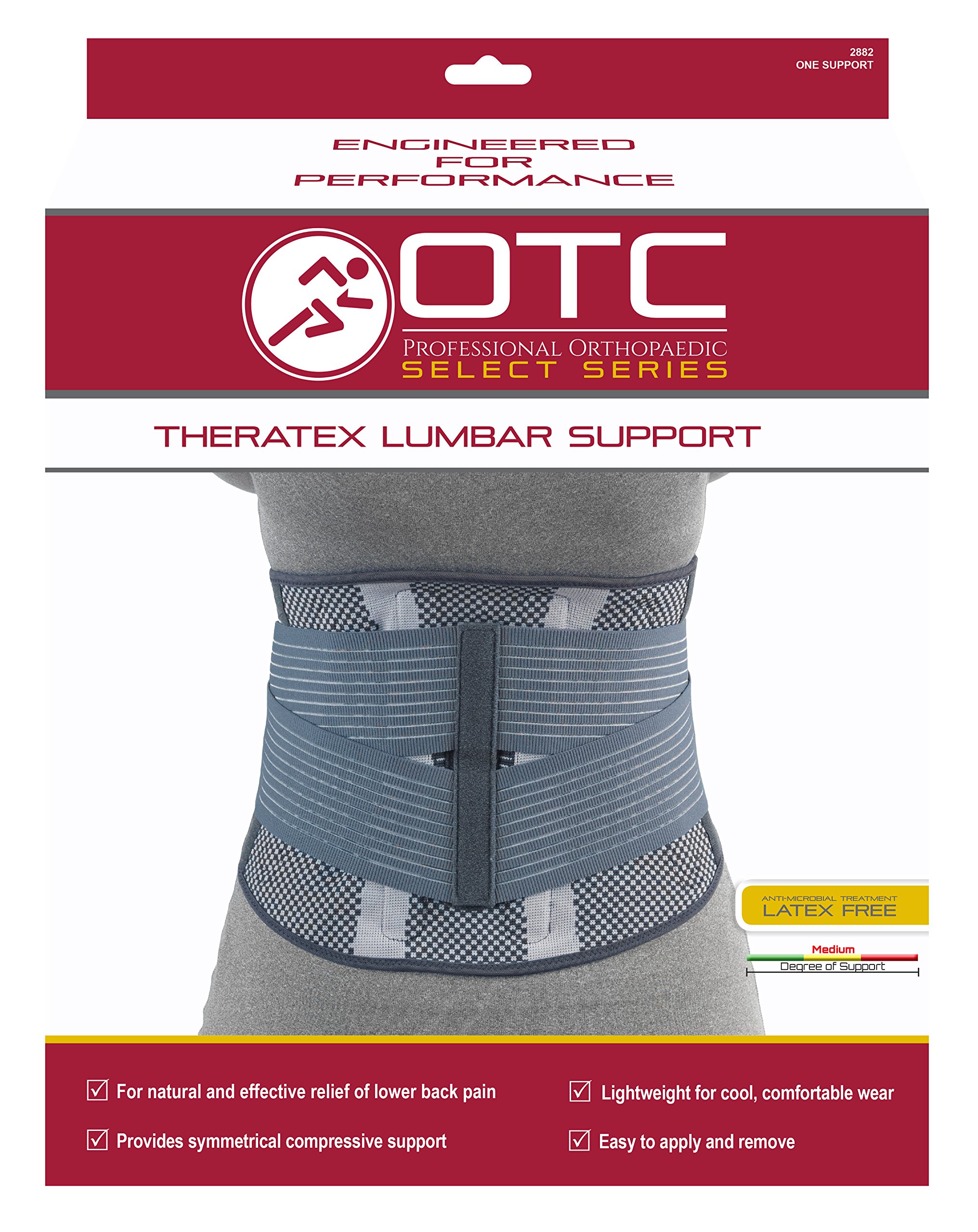 Theratex - Soporte lumbar lumbar lumbar lumbar 2882-L , Large, Gris (férula suave)., 1