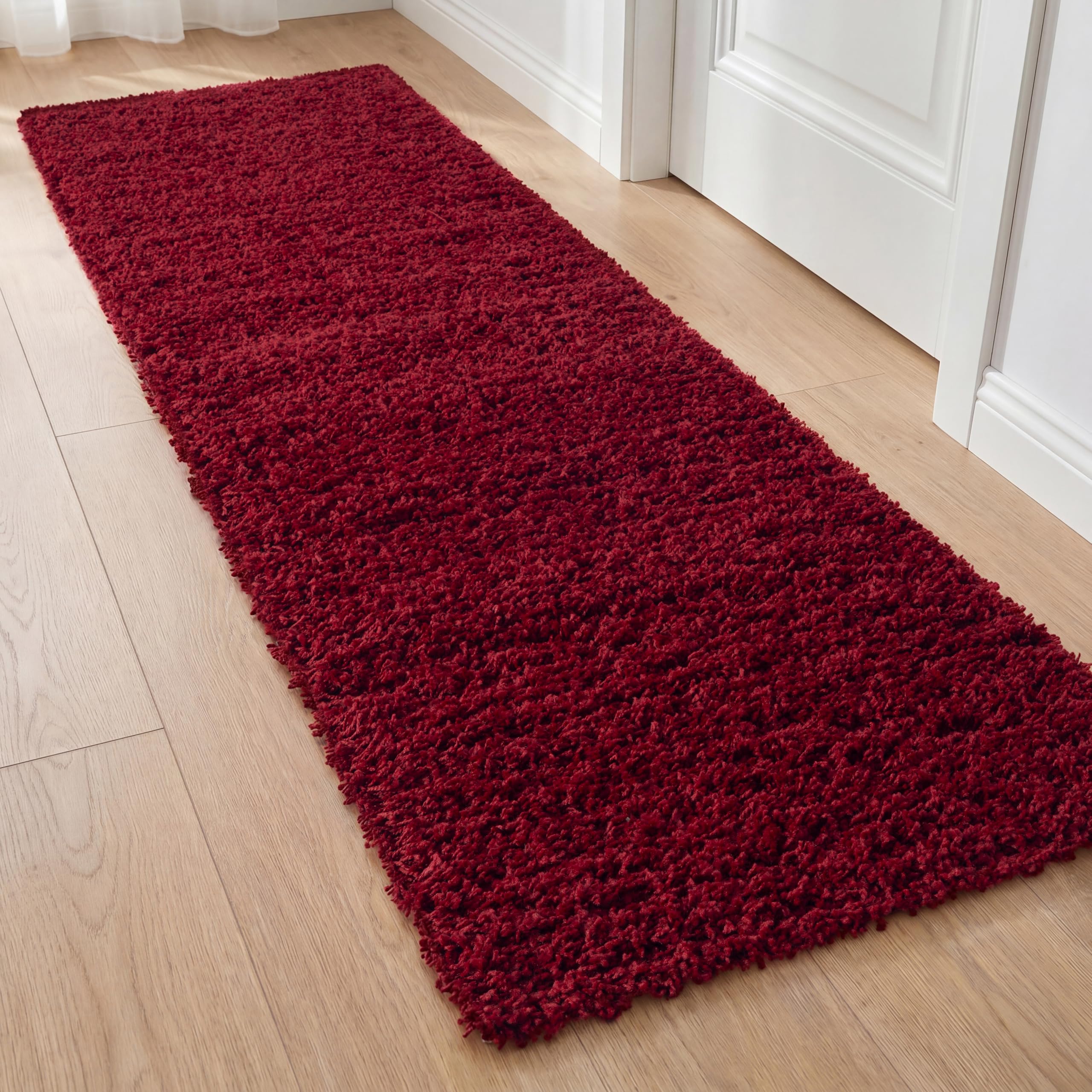 Ruglenza Shaggy Area Rug 200x290 cm Red - Extra Large Fluffy Rug, Ultra Thick 45mm Deep Pile, OEKO-TEX Certified, Soft Shaggy Carpet with Jute Backing, Ideal for Living Room & Bedroom