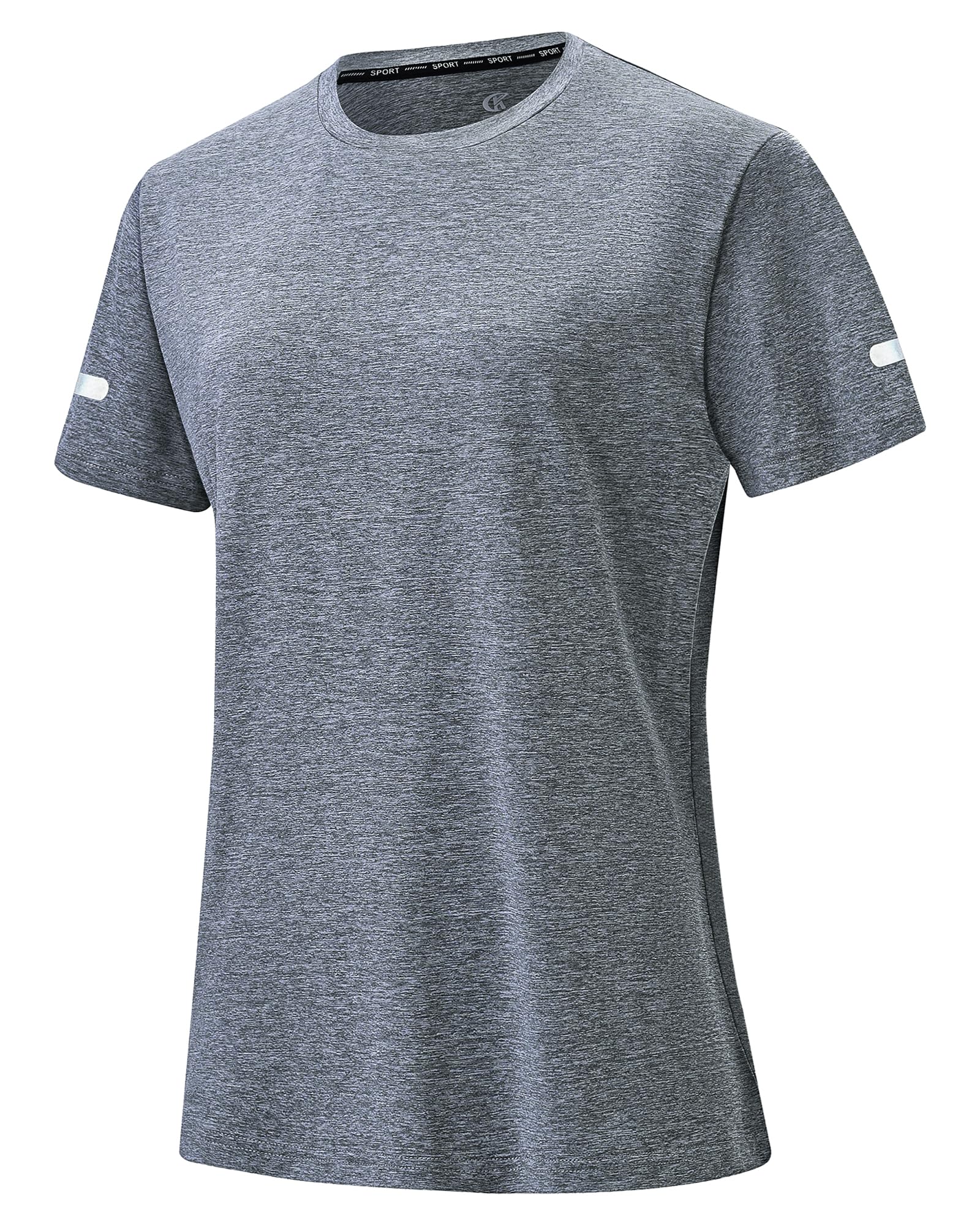 Tyhengta Damen Leichtes Sportshirt Schnell Trocknend Kurzarm Rundhals für Laufen Fitness Training mit Reflektierenden Streifen und UPF50+ Sonnenschutz