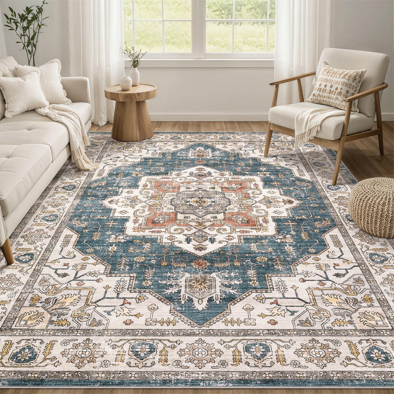 Amazon.com: Area Rug 5x8 Washable Vintage - Soft Traditional Rugs