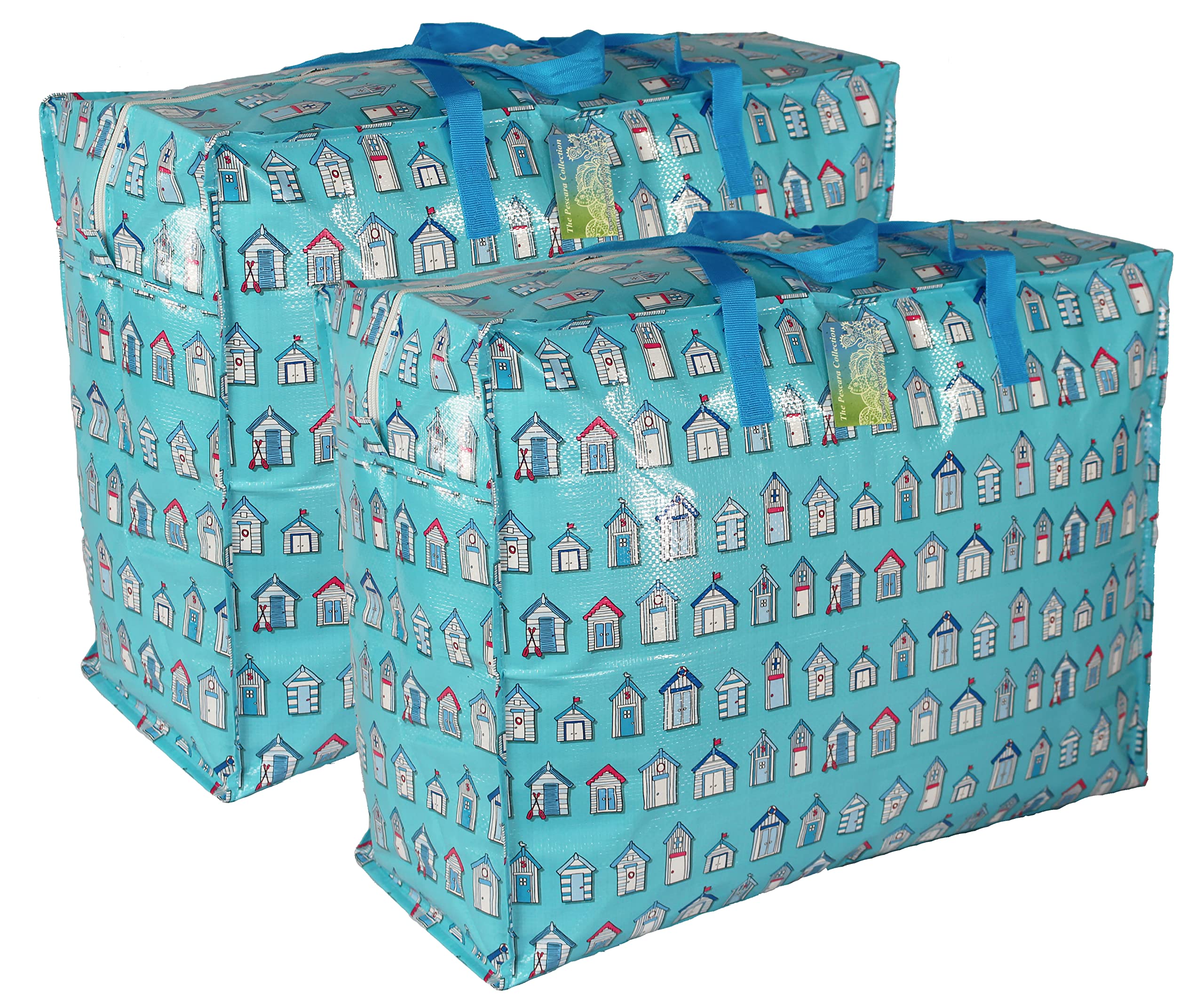 Sac de rangement bleu 65L imperméable lot de 2 pour couettes et linge