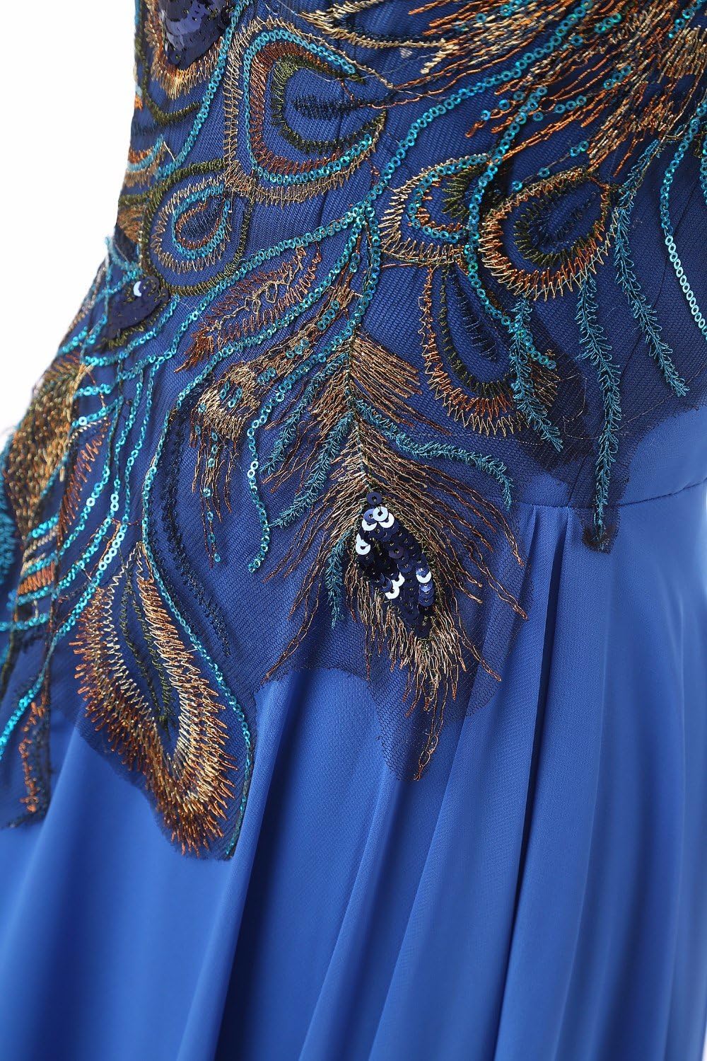 Peacock Pattern Hand Embroidery Prom Dresses Evening Pary Gowns