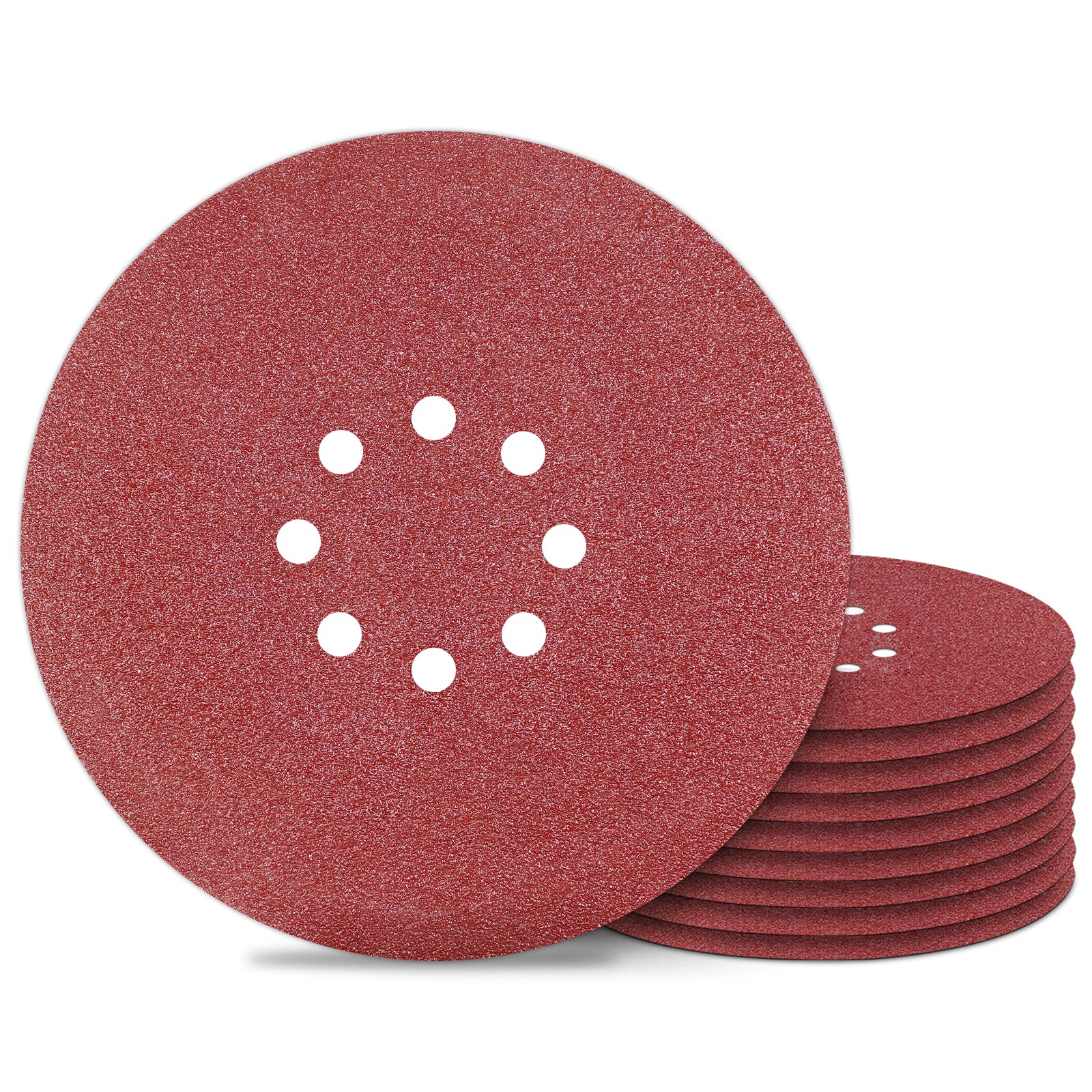 Awutzut 9 inch Sanding Discs 60 Grit 8 Holes Hook and Loop Sandpaper for Drywall Sander 10Pack