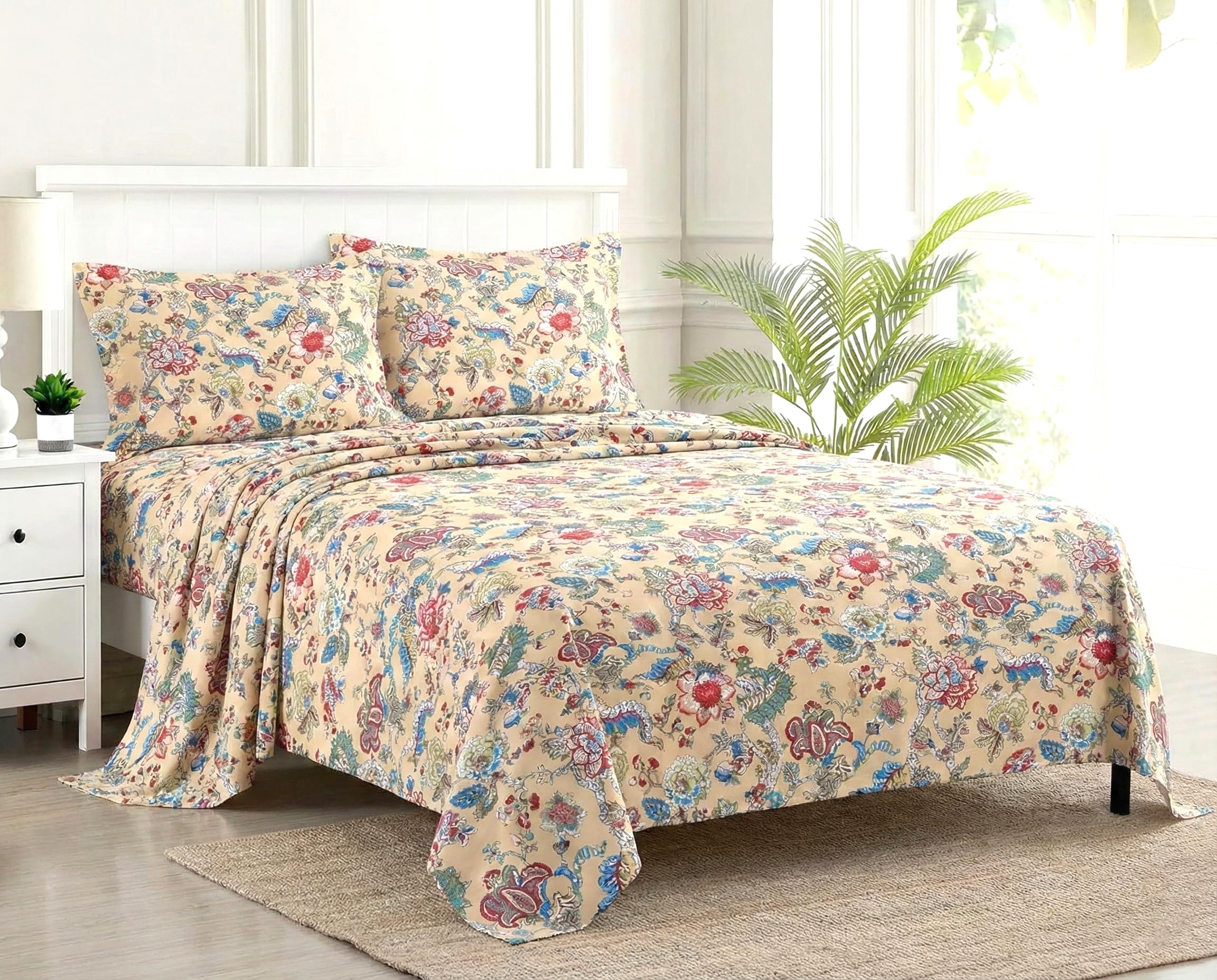 Trance Home Linen King Size Bedsheet - Ferns Paradise Blue -6 Trance Home Linen King Size Bedsheet - Ferns Paradise Blue -6