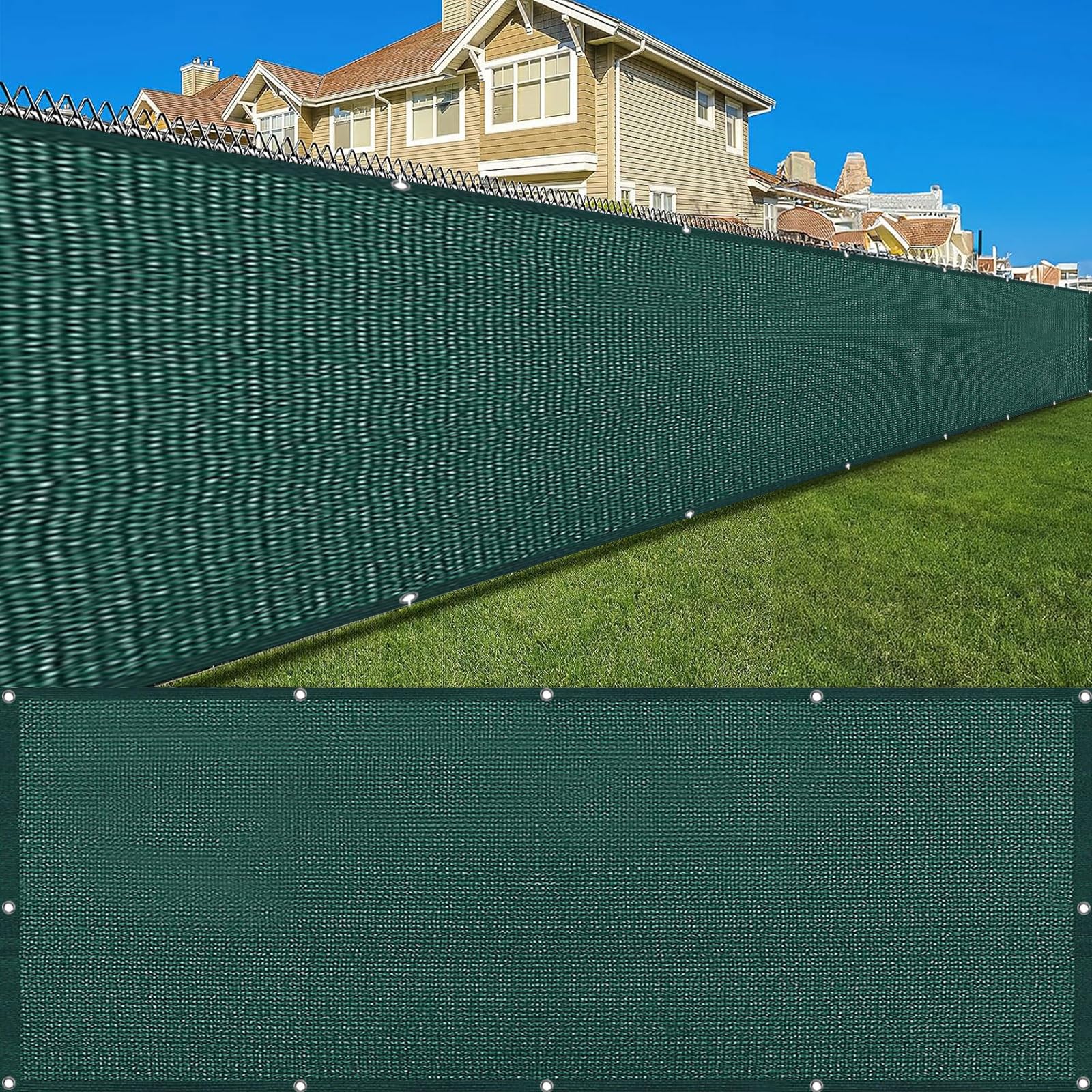 Red de Plástico, Malla de Ocultación 90 x 860 cm Protección de Privacidad HDPE Anti-UV Valla Privacidad, Pantalla Opaca Fácil de Montar, Ligera para Jardín Balcón Terraza, Verde Oscuro