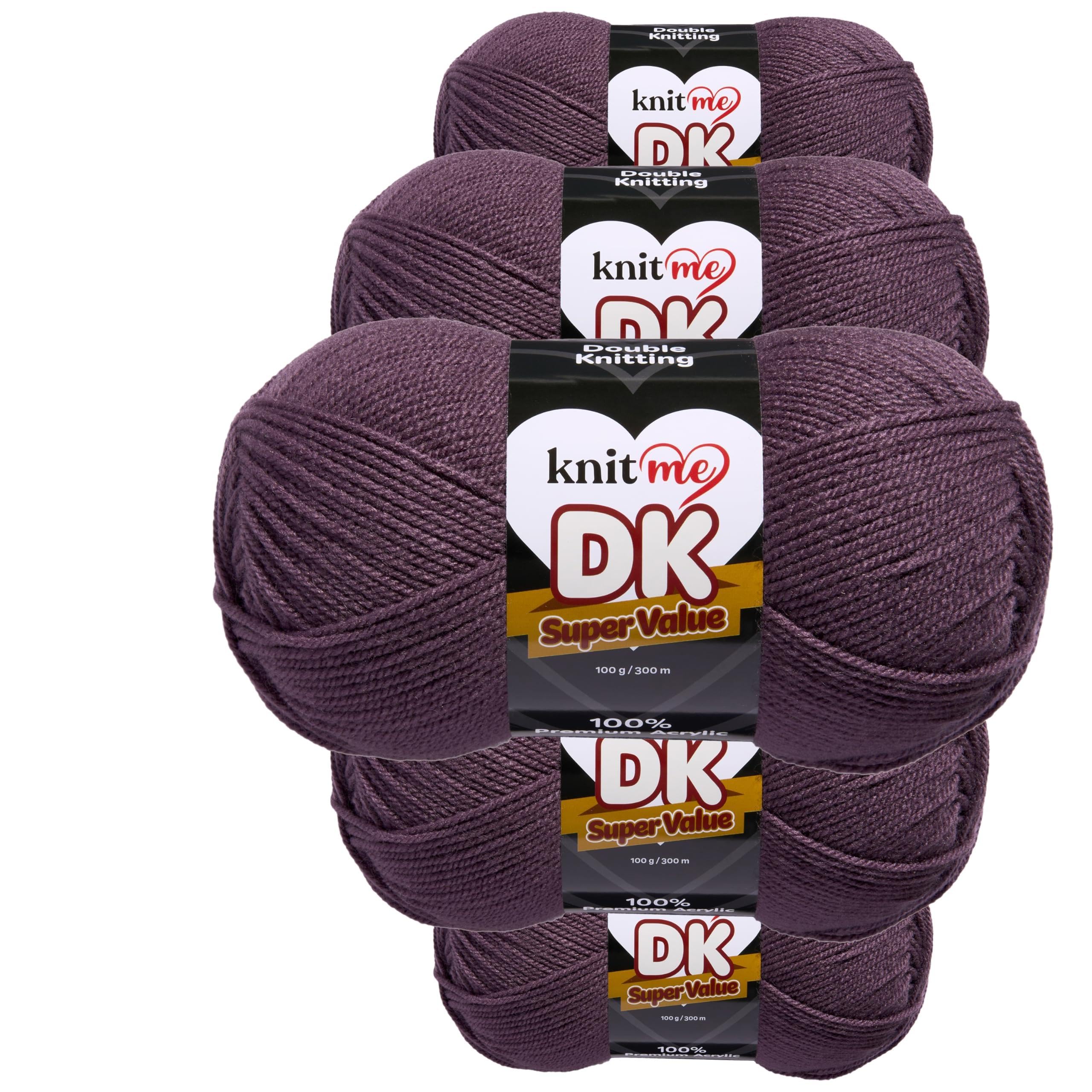 Knit Me DK Double Knitting Yarn Hypoallergenic Acrylic 5X 100g (Deep Plum) โ image 1