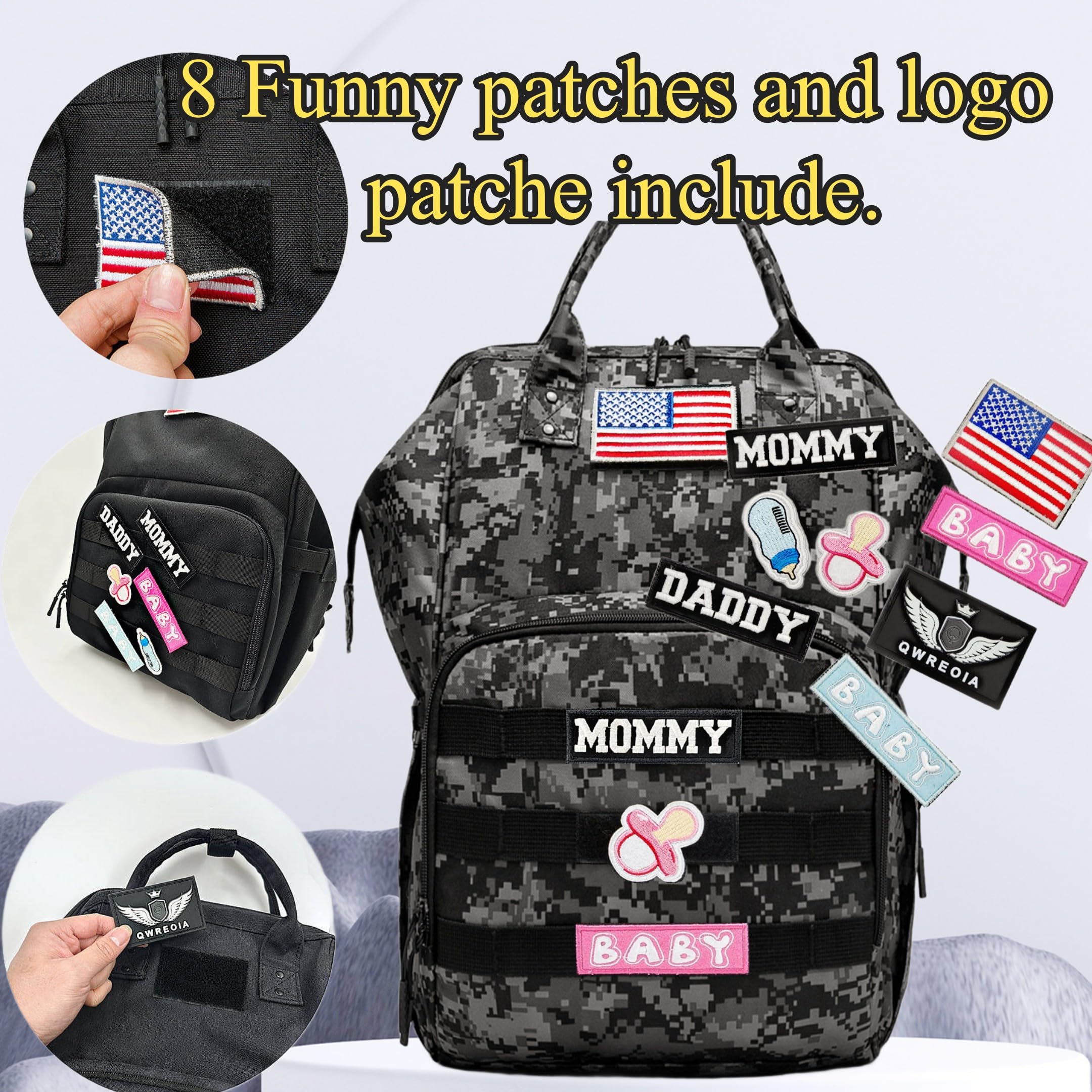 Taktischer Wickelrucksack mit USB-Anschluss (Daddy und Momy)