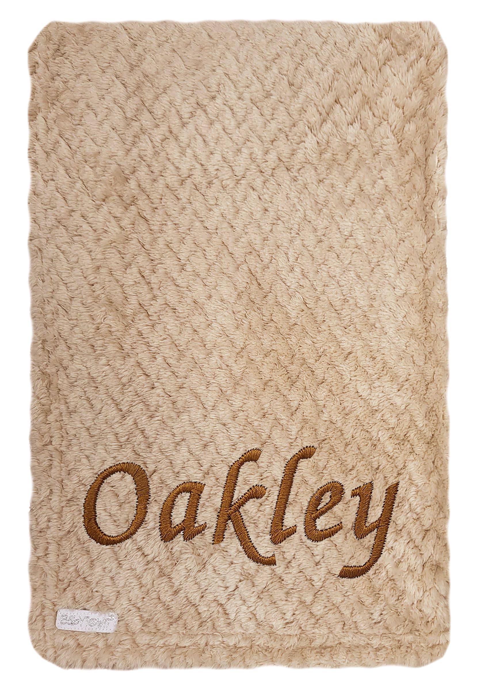 Baby Boy Girl Personalised Blanket Embroidered Name Waffle (Beige)