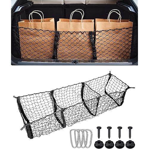 Cargo Net,Truck Bed Organizer,Car Accessories Cargo Net for Pickup Truck Bed,3 Pocket Trucks Beds Cargo Nets,43.3" x 11.8" Elastic Cargo Nets,Suitable for Car SUV Van Trunk Pickup