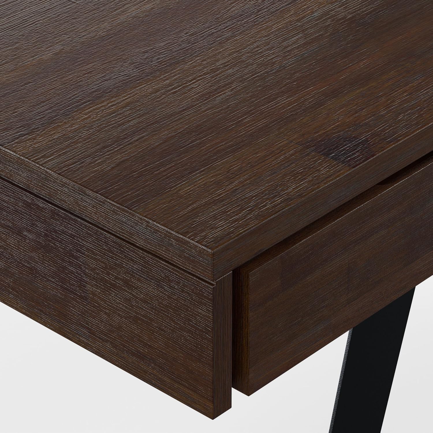 SIMPLIHOME Lowry Desk - 54 Inch Wide Solid Acacia Wood and Metal Writing Desk in Distressed Hickory Brown, Modern Industrial Home Office Computer Table with 2 Drawers and Flip-Down Keyboard Tray