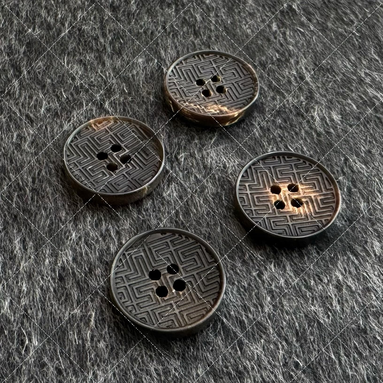 10 szt. 20-24 mm naturalne guziki rogowe, 4 otwory, okrągłe guziki z prawdziwego rogu, czarne, do kurtek garniturowych, swetrów z dzianiny, kaszmirowych płaszczy