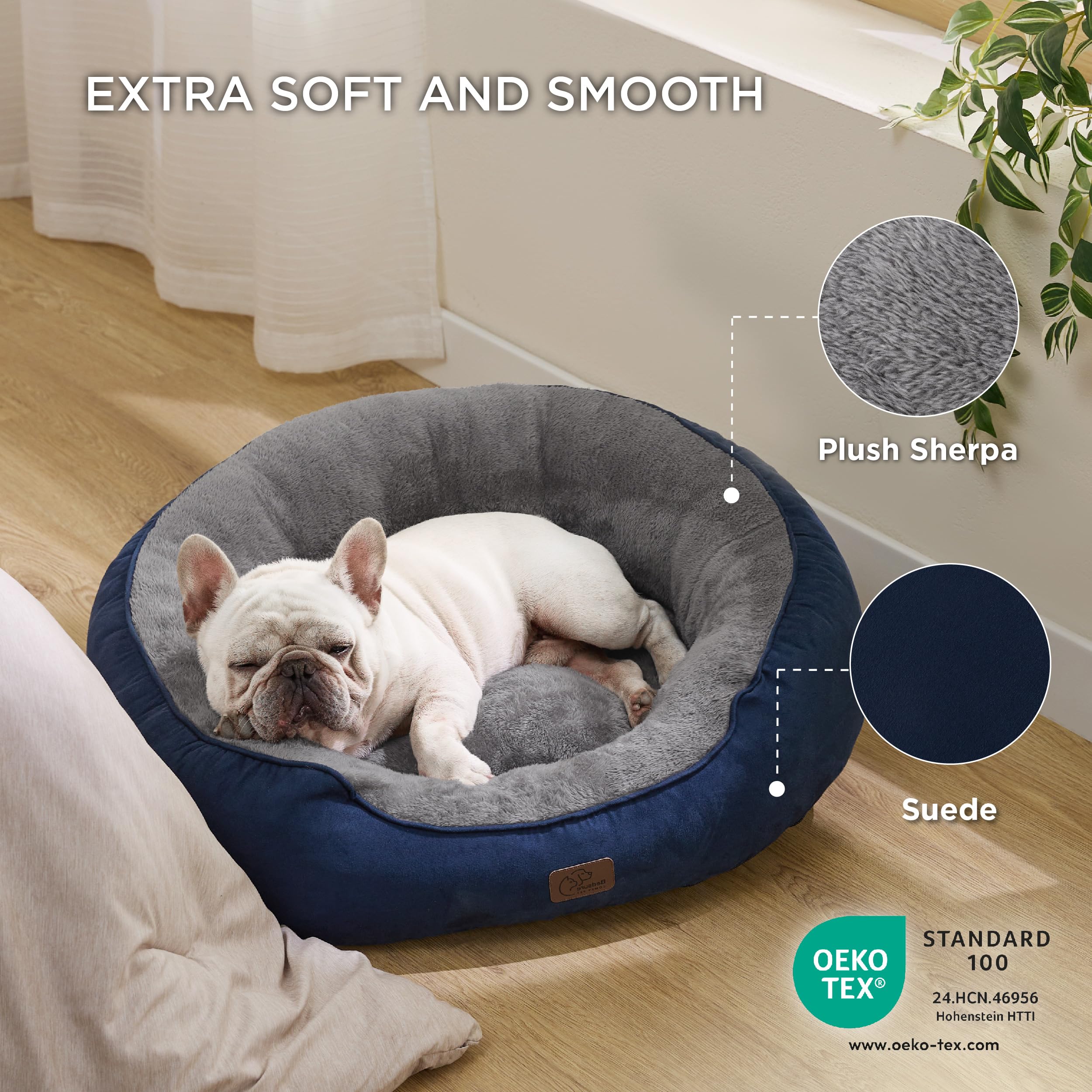 BEDSURE Katzenbett waschbar Katzen Bettchen - 76x61x20cm Katzen Bett mit Zweiseitig Innenkissen Katzenschlafplatz für oder kleine Hunde, Navyblau