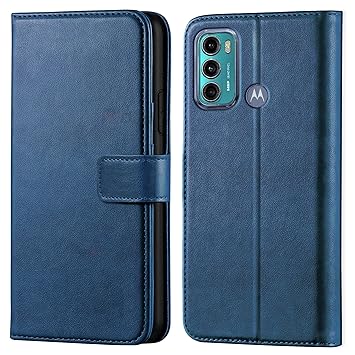Pidgeot Leather flip Case Compatible with Moto G40 Fusion | Inside TPU with Card Pockets | Wallet Stand | Magnetic Closure | 360 Degree Complete Protection for Moto G40 Fusion - Blue