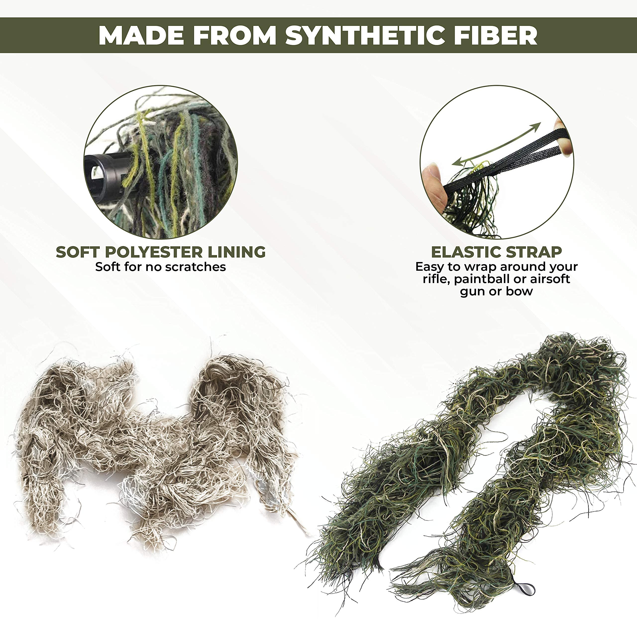 HUNTERSHARP Ghillie Rifle Wrap 2PCS Sniper Ghillie WoodlandDesert Camo