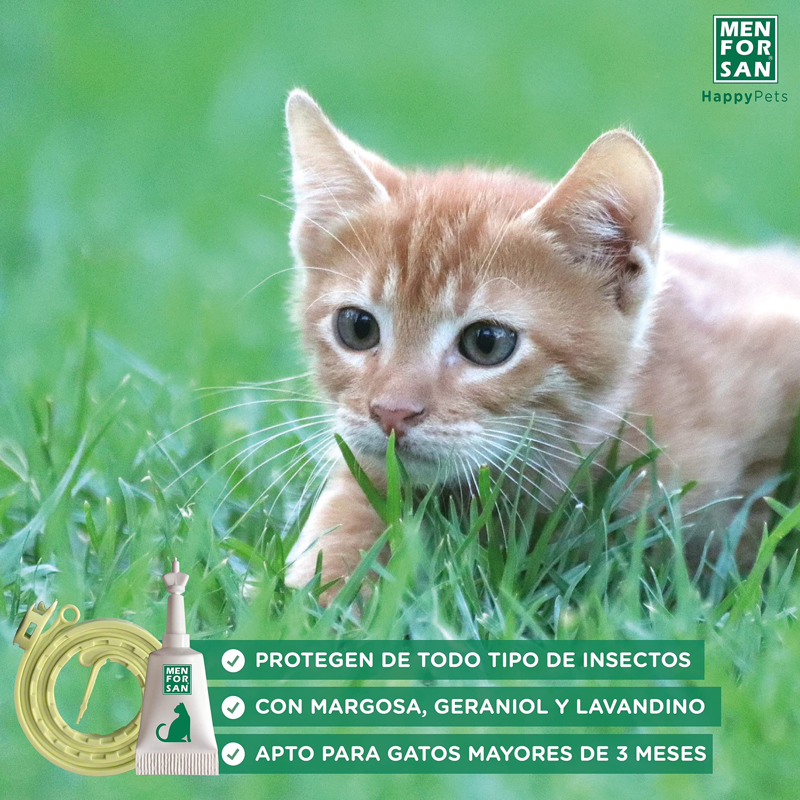 MENFORSAN Pack Mix de Collares y Pipetas Anti-Insectos para Gatos, Incluye 2 Collares y 6 Pipetas, en Bolsa Autocierre