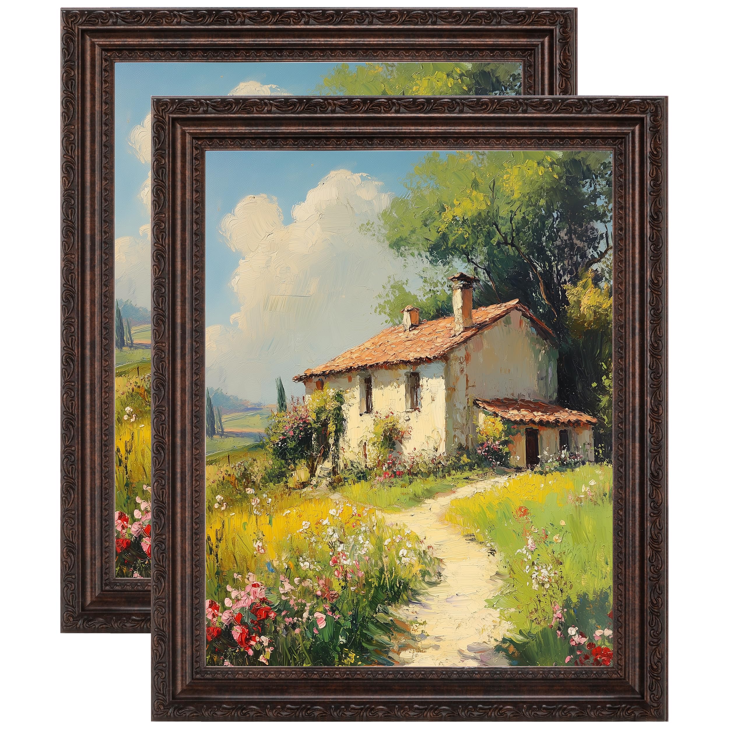 eletecpro 8x10 Vintage Picture Frame, Glass Cover, Brown, 2-Pack