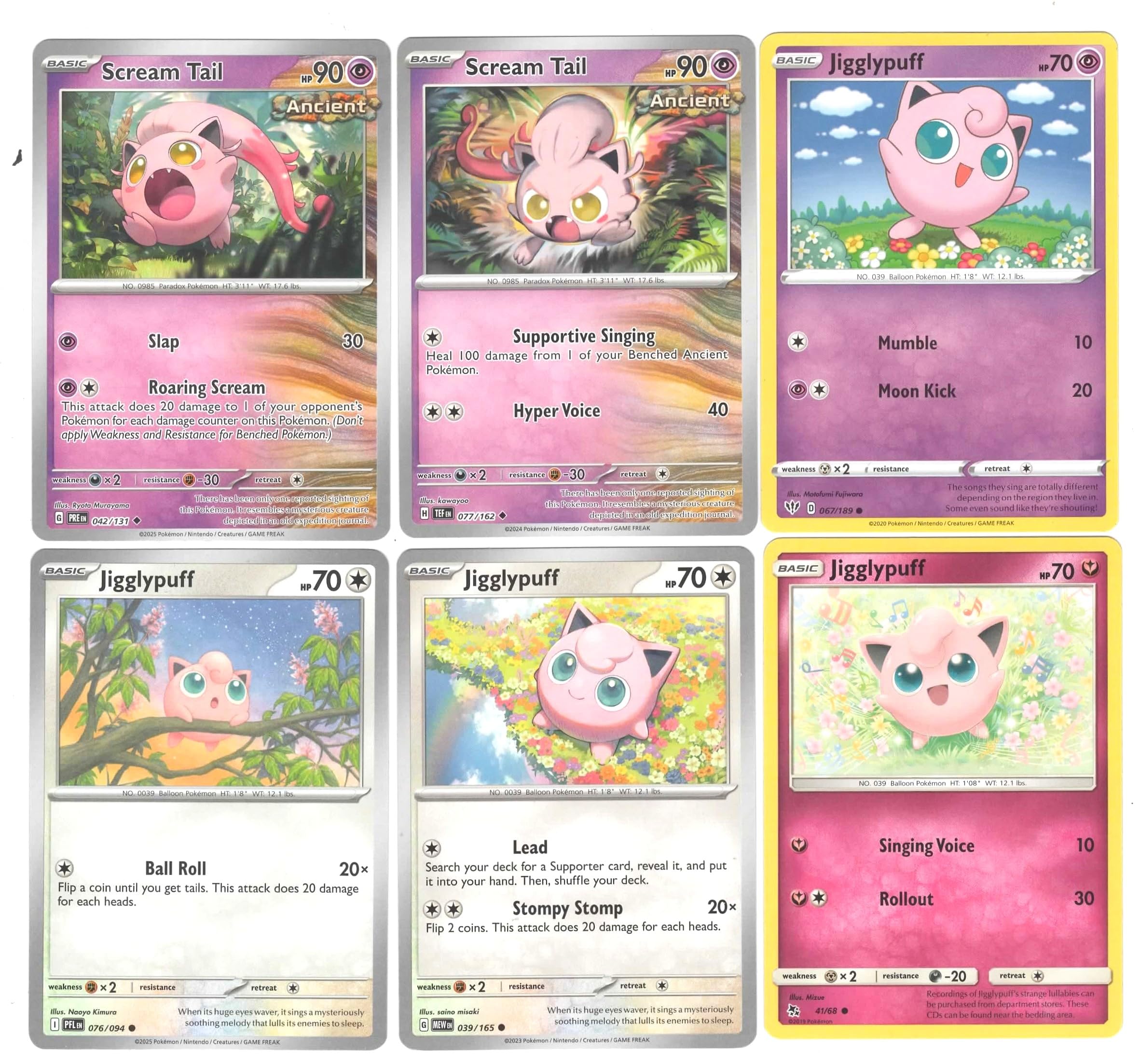 Jigglypuff & Scream Tail – Pokemon 6 Card Lot – Pokemon 151