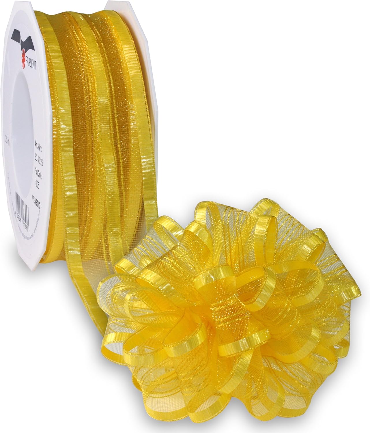 Präsent 504025-605 Pull Bow Ribbon, 40mm-25m, Yellow