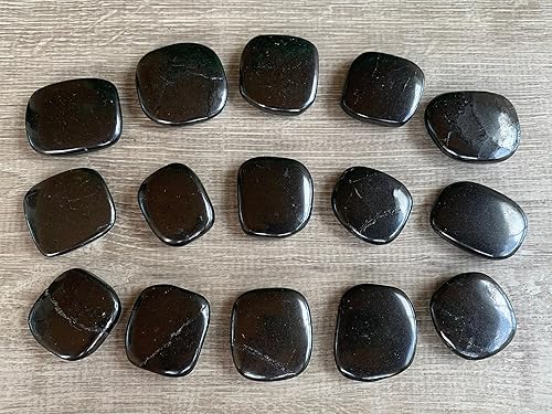 Miniatura 4 de Venta al por mayor piedras lisas de shungita, piedra de preocupación de Shungita, piedra de palma de shungita, piedra preciosa de shungita lisa,
