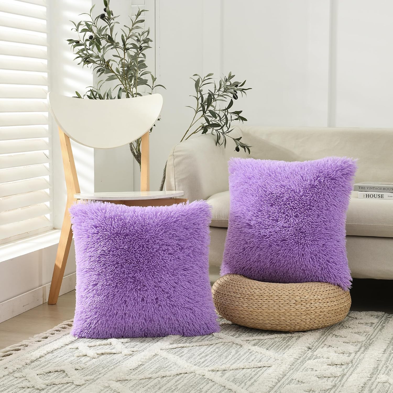 Faux Fur Throw Pillow Covers for Couch Decorative Pillows 18x18 Inch image 5