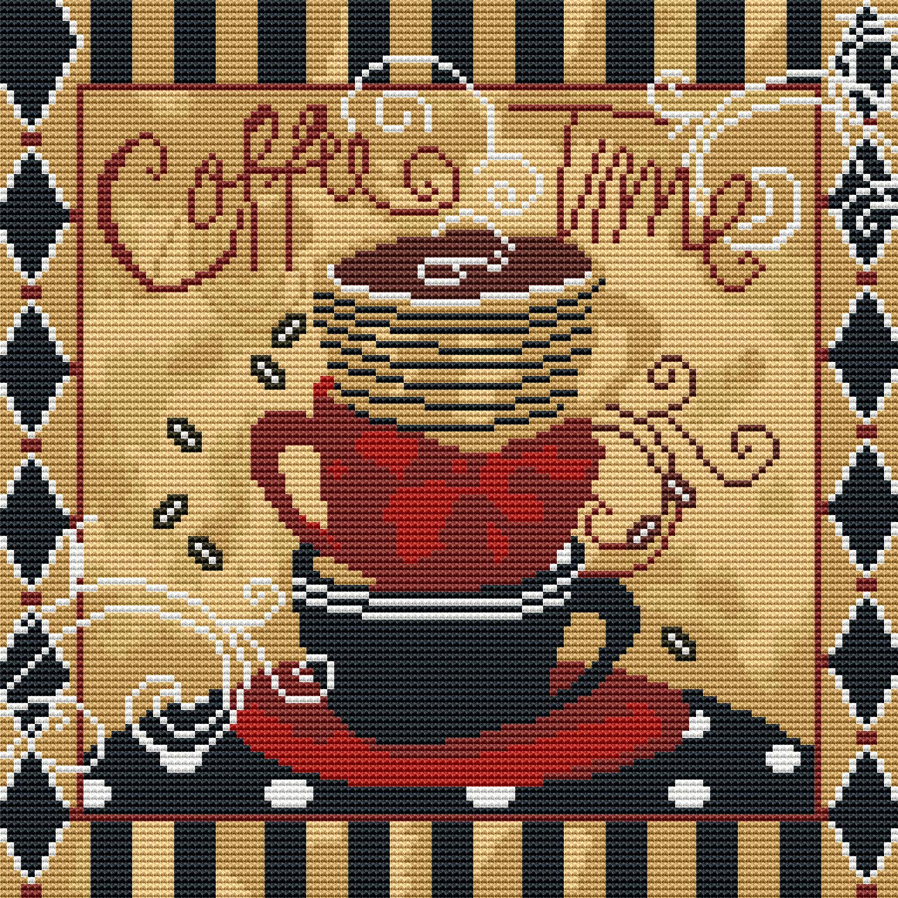 Amazon | OWN4B クロスステッチ刺繍キット図案印刷、11ct コーヒー