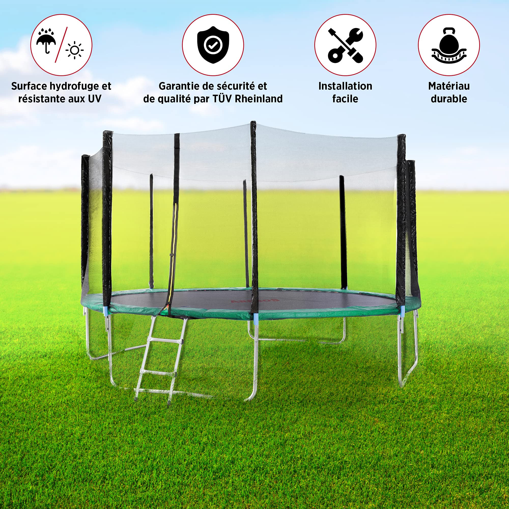 Arebos Protection de Ressort de Couverture de Bord de Trampoline | 396 cm | PVC et PE | résistant à la déchirure | 100% résistant aux UV
