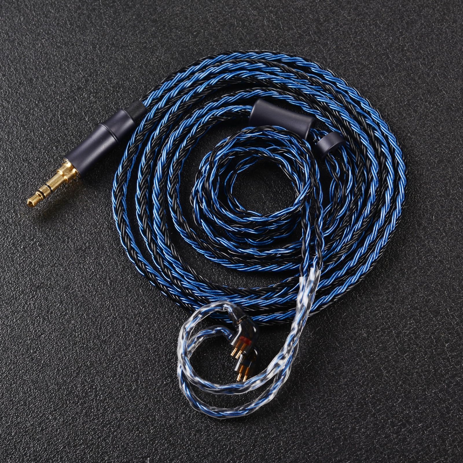 IEM Zapasowy kabel audio, 16-rdzeniowy posrebrzany kabel do słuchawek, ulepszone przewody QDC-C, pin, 1,5 m, kabel do monitora usznego do KZ ZS12 PRO X ZAS CCA C12 (wpuszczone 2-pinowe 3,5 mm