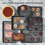 HONGBAKE 9-Piece Baking Pans Set Nonstick, Stackable Non Toxic Bakeware Sets with Diamond Texture, Oven Pan Set for Cooking, Includes Cookie Sheet with Rack, Cake Pan, Roasting Pan, Muffin Tin, Gray