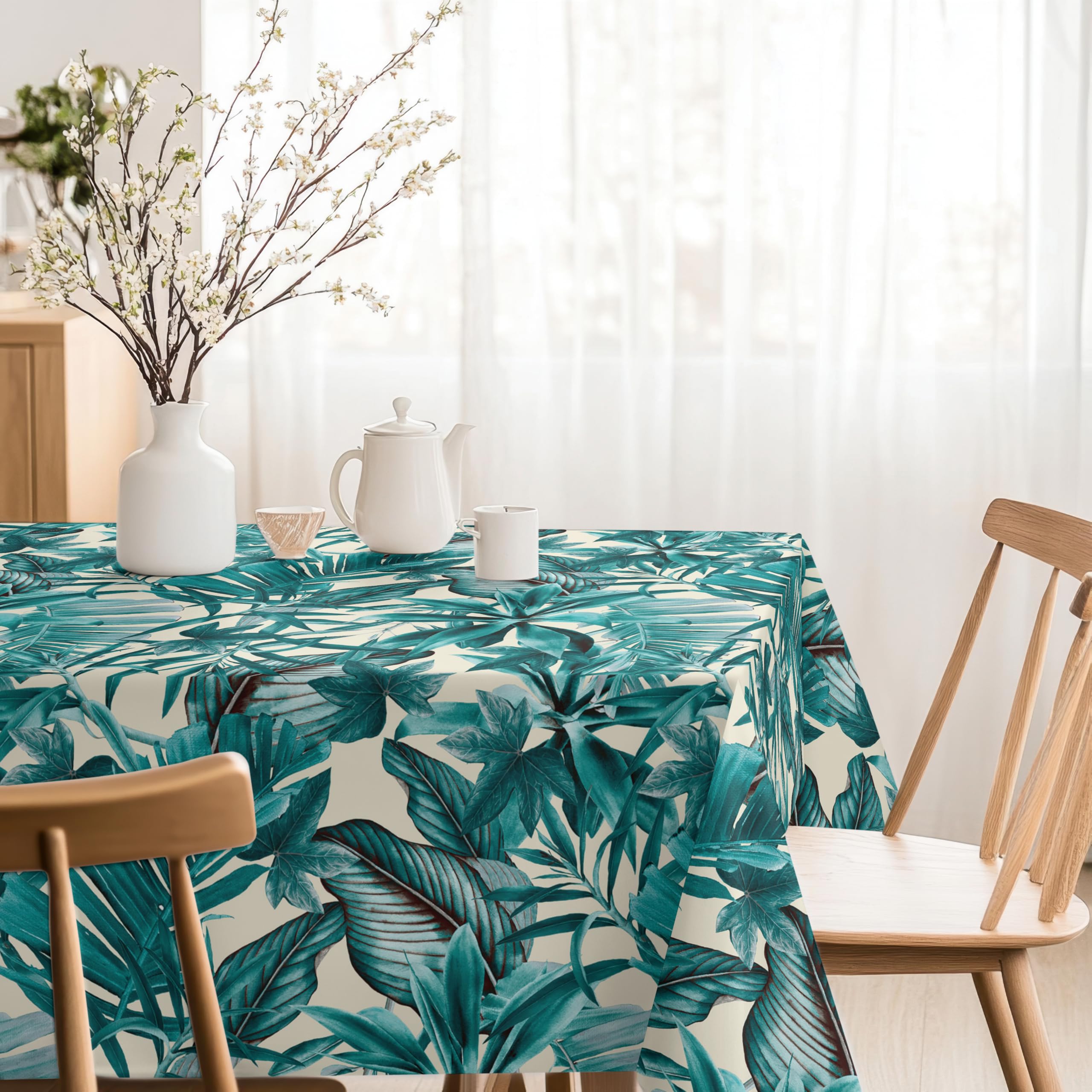 Nappe en résine turquoise 300 x 140 antitache Martina Home Gia
