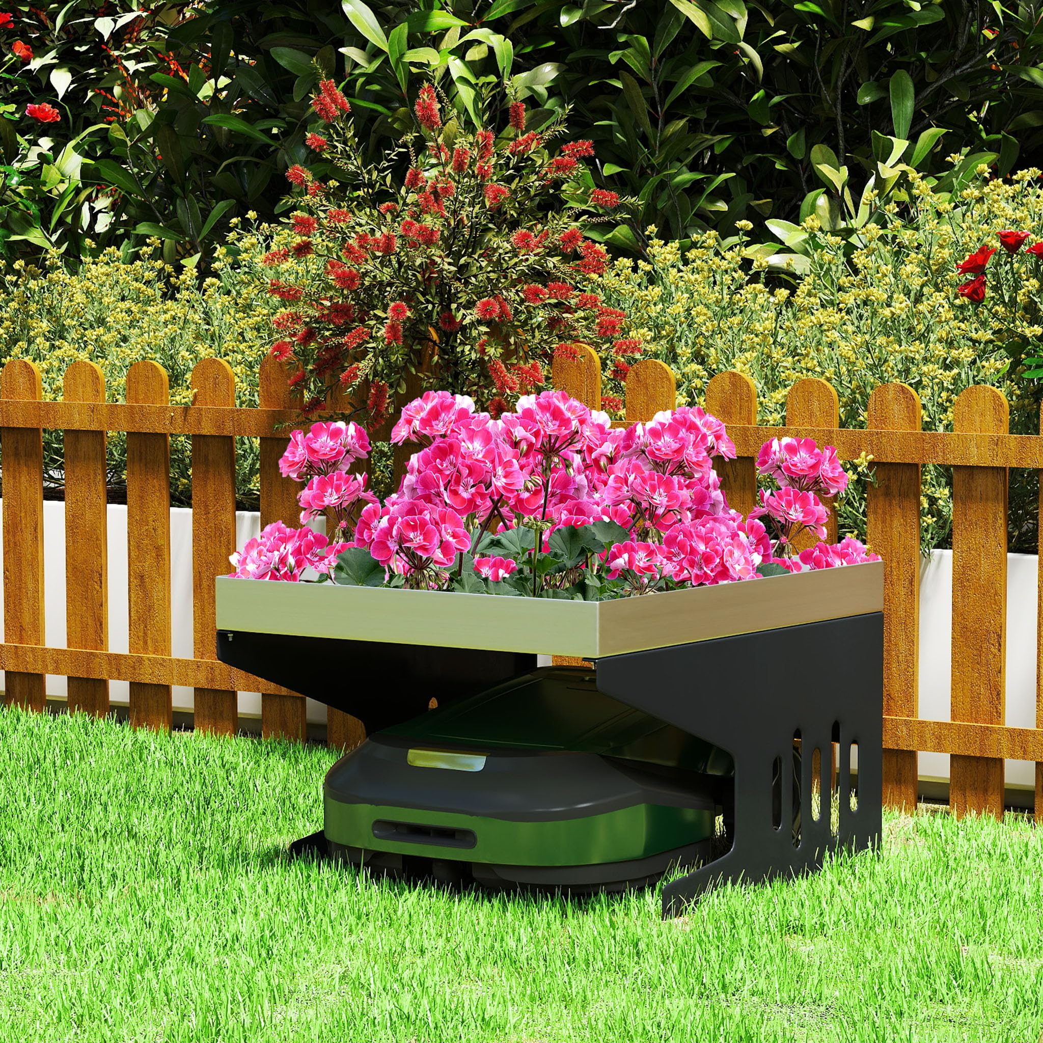 Aufun Garaje de acero para robot cortacésped 70 x 60 x 43 cm, techo para cortacésped, carport, cubierta para robot cortacésped, protección contra el sol y la lluvia, inoxidable, resistente a la
