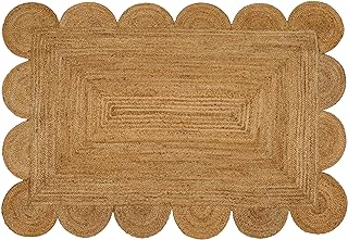Hand Woven Jute Area Rug - 2' x 3' Feet - Rustic Beige Reversible Rectan...