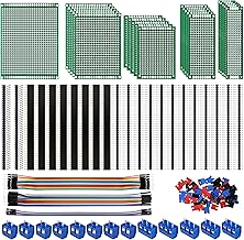 Miuzei PCB Board Kit, 21 Double-Sided Perforated Grid Boards, 22 Pin Headers, 13 Screw Terminals, 35 Cable Bridges, Compatible with Arduino for DIY Electronics Projects, Pack of 151