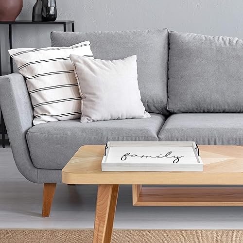 Miniatura 5 de Elegant Designs HG2000-WFM Bandeja decorativa de madera para servir con asas, 15.50 x 12 pulgadas, familia