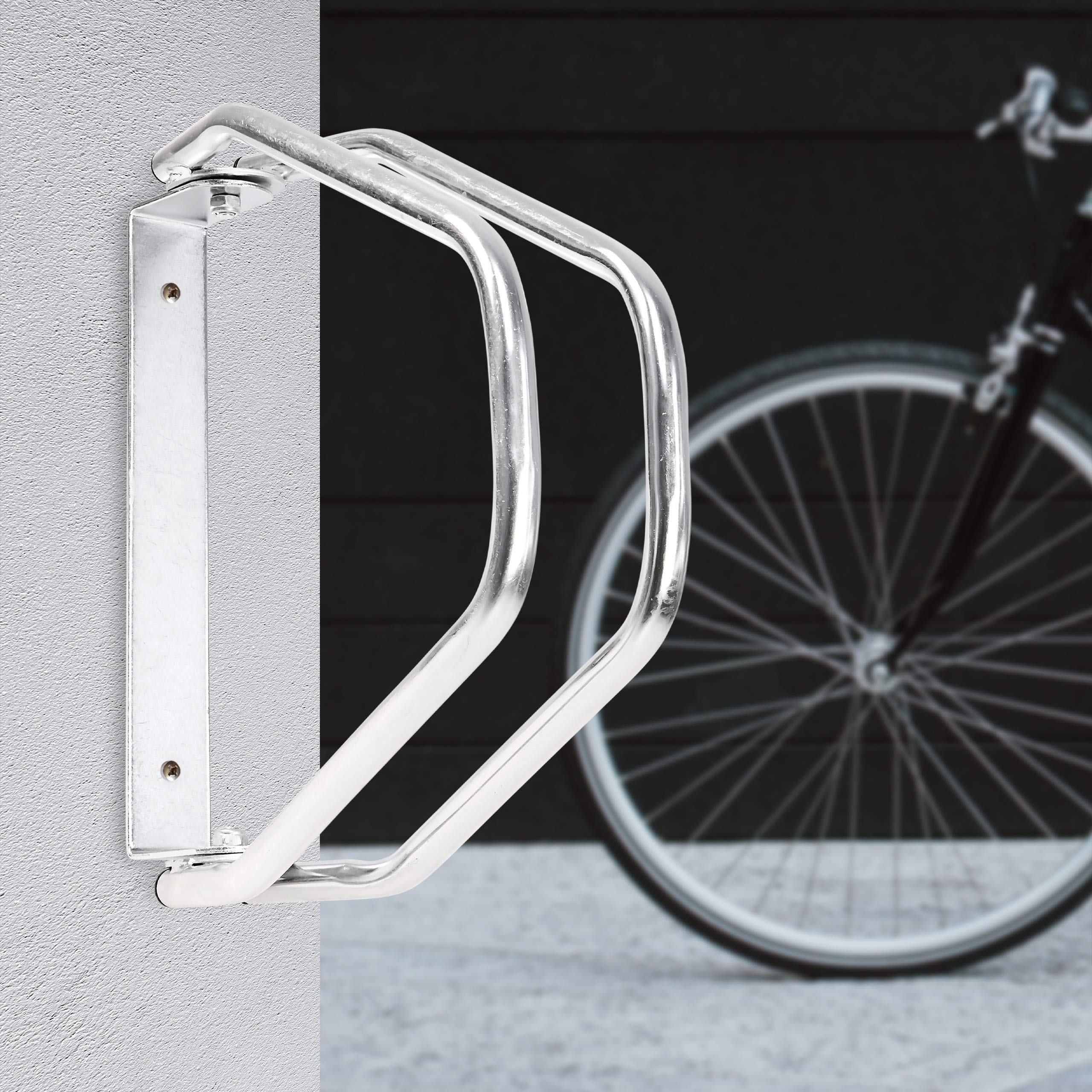 Relaxdays Soporte de Pared para 1 Bicicleta, galvanizado, Ajustable, Altura 32,5 x 9 x 28,5 cm, Color Plateado