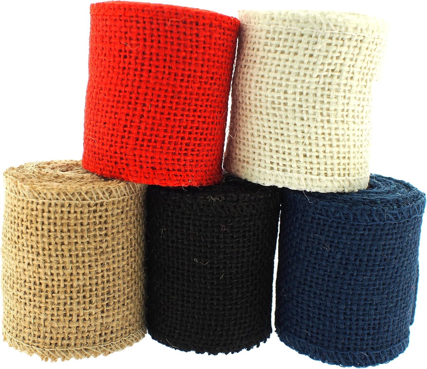 Trimweaver Solid Color Burlap Ribbon Variety Pack for Craft