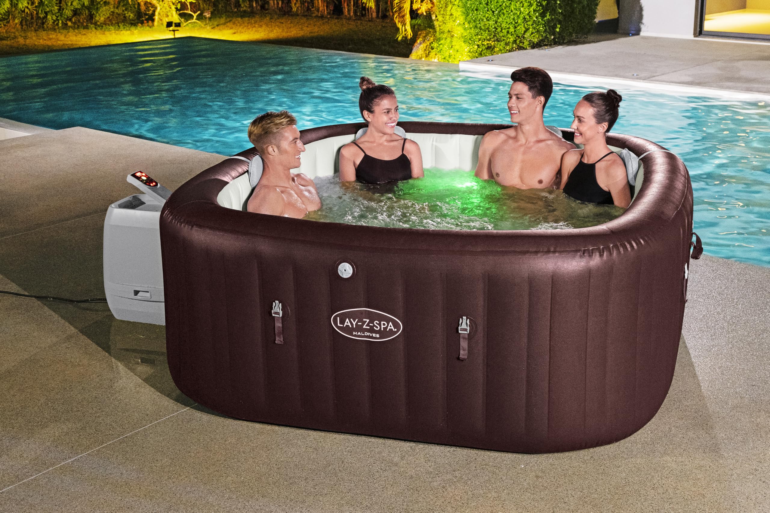 79" x 79" x 31.5"/2.01mx 2.01mx 80cm Maldives MaxHold EnergySense Smart Luxe HydroJet Pro 7 Bourgogne Carré