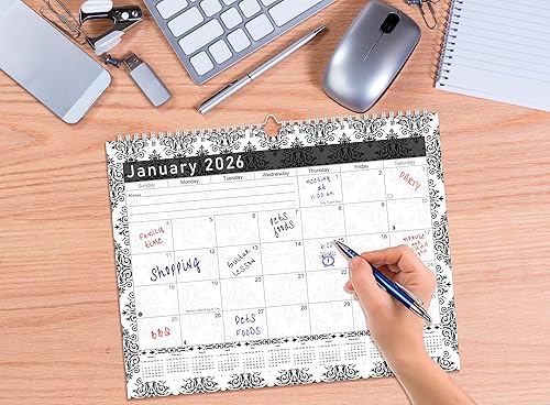 Miniatura 4 de Calendario mensual 2025-2026 de pared o escritorio encuadernado en espiral, calendario de escritorio de 18 meses, calendario/planificador de pared