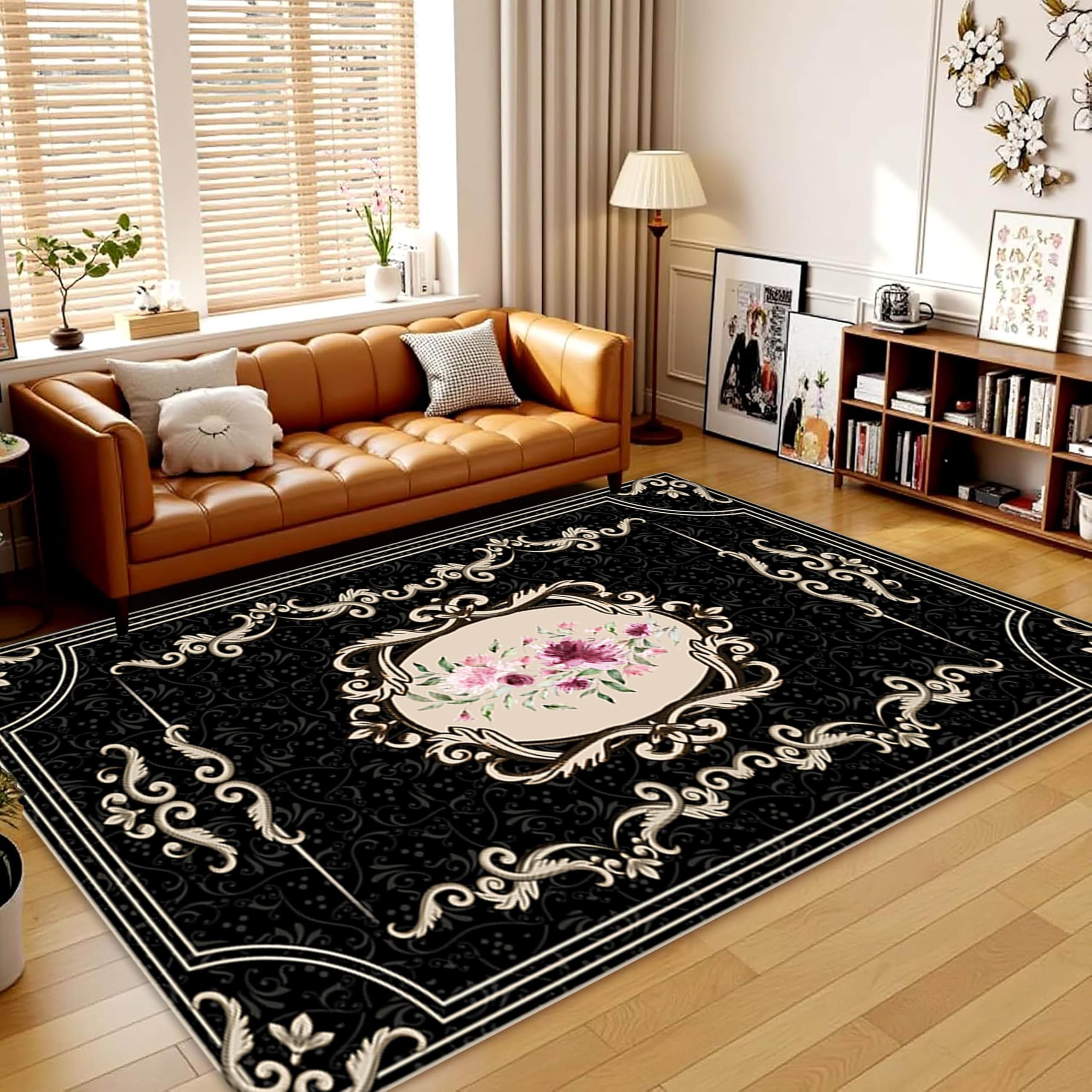 Amazon.com: SCUAOMX Vintage Floral Area Rug, 4x6ft, Distressed