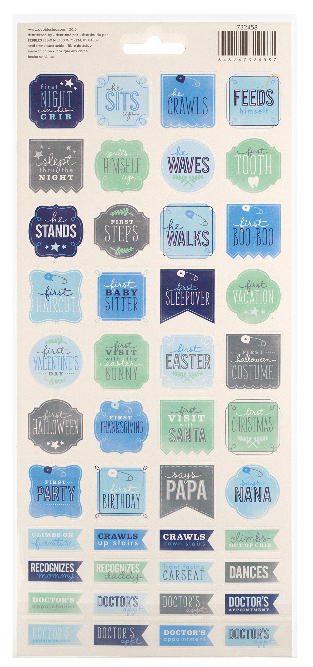 Pebbles 88-Piece Special Delivery Boy Milestone Stickers