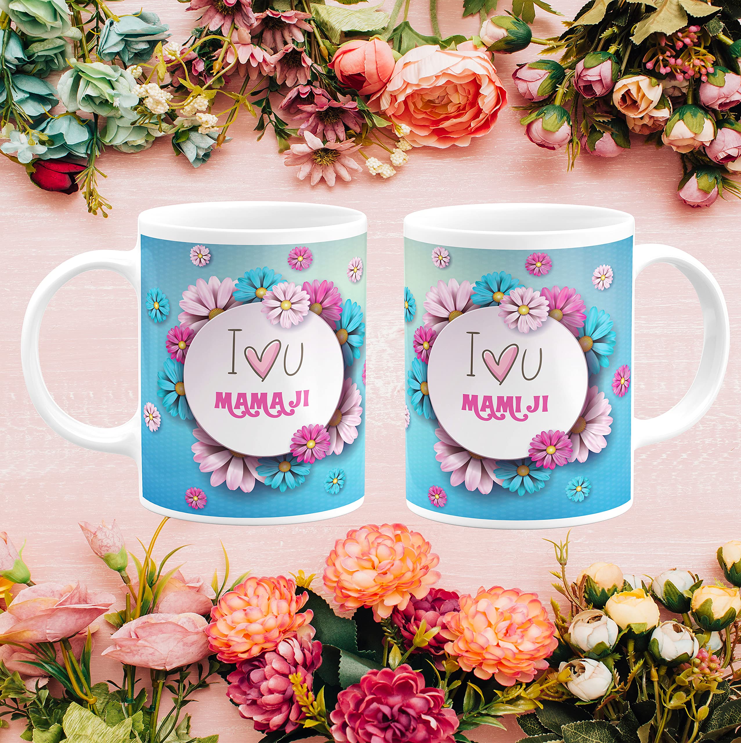 Chhaap I Love You Mama Ji Mami Ji Printed Microwave Safe White Ceramic Coffee Milk Tea Mug (350 ml) Birthday and Anniversary Gift for Mama Ji Mami Ji