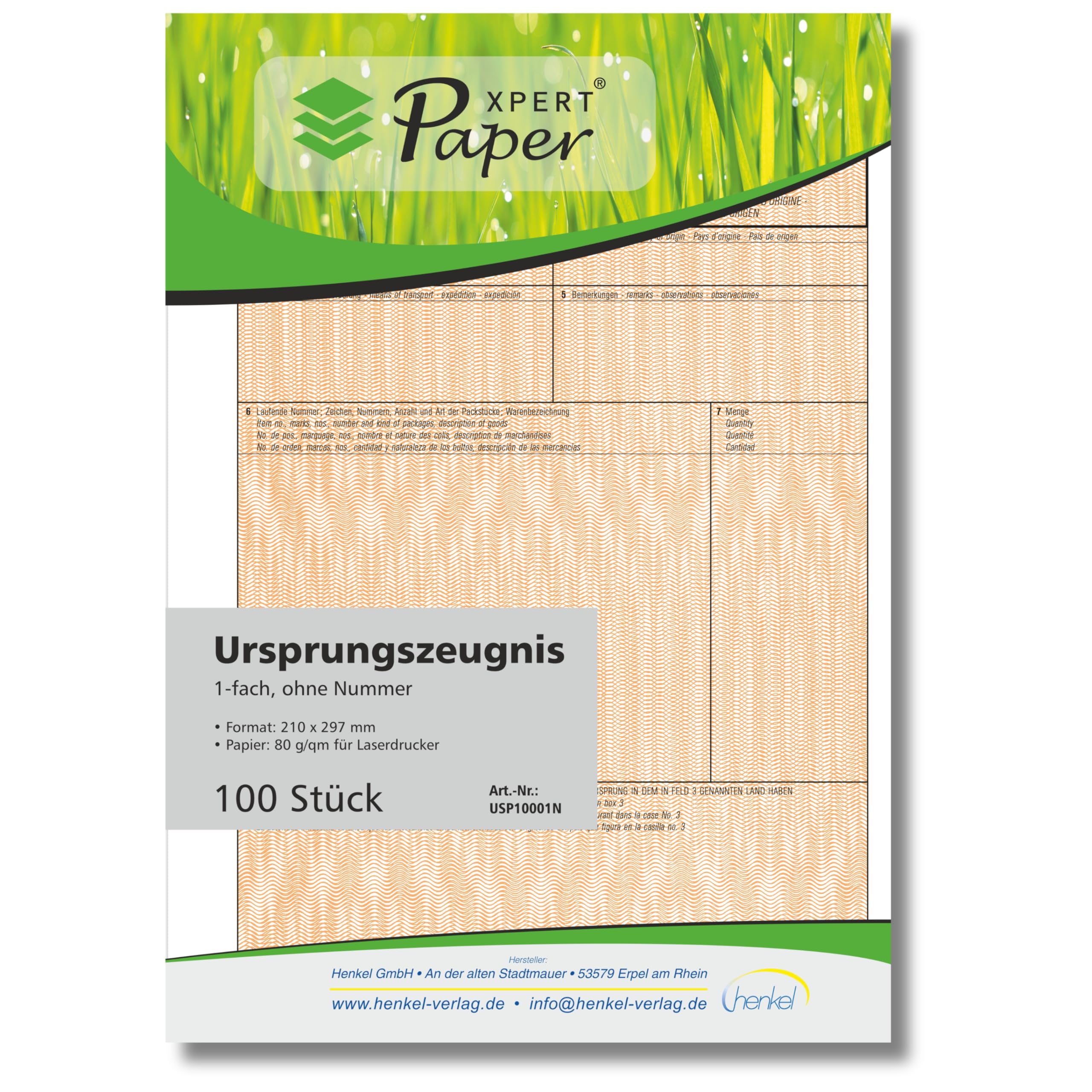 Ursprungszeugnis 1-fach x 100 | ohne Nummer | IHK Formular | für Laser- und Inkjetdrucker | Premium Markenqualität – Made in Germany